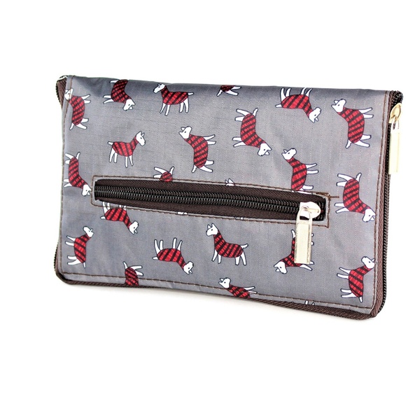 Gray With Red Portable Foldable Zippered Tote Bag Lightweight For Everyday Use - Picture 3 of 8